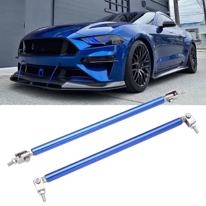2Pcs Adjustable Splitter Strut Rods, 8‘‘-13‘‘ Front Lip Strut Rod Bumper Splitter Universal Tie Support Bars (Blue, 10‘‘-13‘‘)