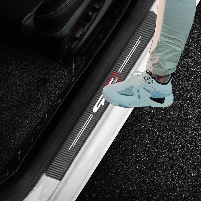 4Pcs Gt Line Decal Stickers Carbon Fiber Leather Car Door Sill Decoration Scuff Plate for Kia GT Line Car (Please Pay Attention