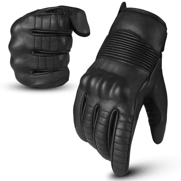 Aaasportx Motorcycle Gloves Men‘S Leather Knuckle Protection Touchscreen Function Men & Women For All Weather Riding Gloves With