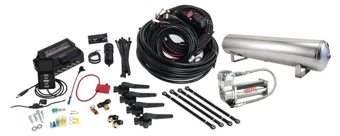 Air Lift Performance 3H (1/4 Air Line 4 Gal Tanque de aluminio pulido de 5 puertos VIAIR 444C Comp)