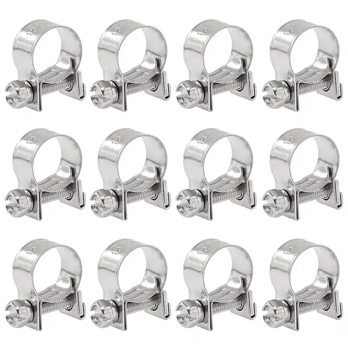 Glarks 12Pack 12-14Mm Stainless Steel Mini Fuel Injection Hose Clamps Adjustable Pipe Hose Clip Tube Clamps Set (15/32‘‘-9/16‘‘