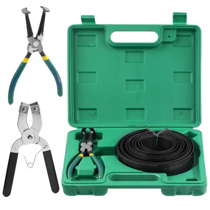 Glarks 15Pcs Auto Engine Piston Ring Compressor Tool Set Including 2Pcs Piston Ring Pliers and 14Pcs Piston Rings (62-145mm/2.44