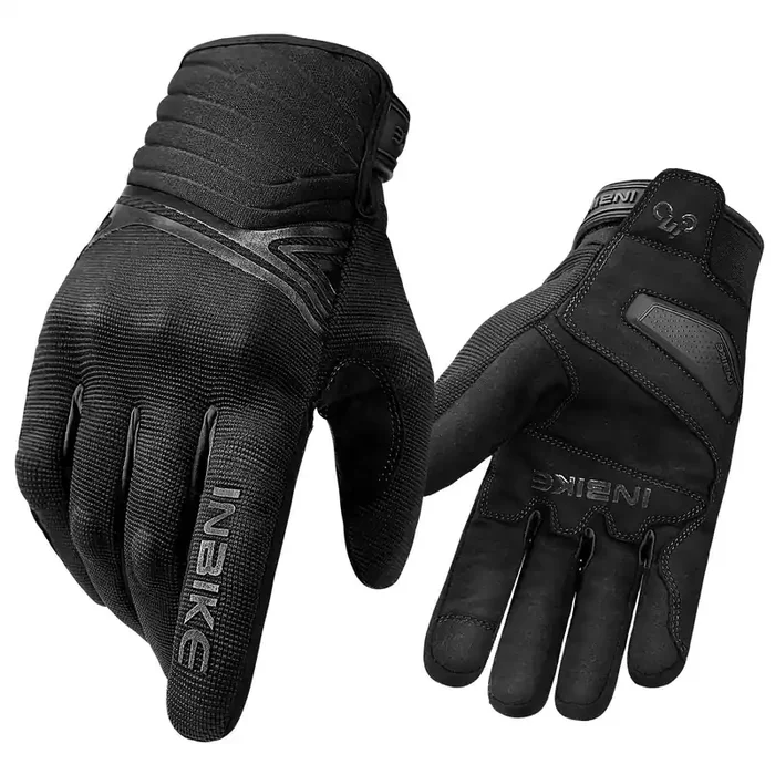 Inbike Waterproof Winter Motorcycle Gloves Thermal Fleece Touchscreen With Tpr Palm Pad Cushioning Hard Knuckle Black Small