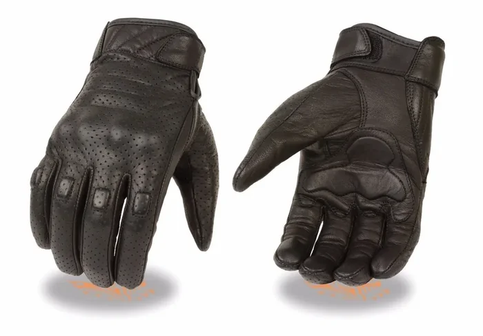 Milwaukee Men‘S Motorcycle Riding Gloves Soft Leather Black W/Soft Gel Palm (L Regular)
