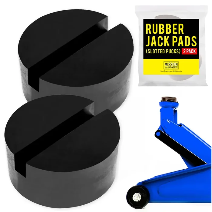 Mission Automotive 2-Pack Of Rubber Jack Pads (Slotted Pucks) – Universal, Standard-Size Adapter – Frame Rail Protector Puck/Pad