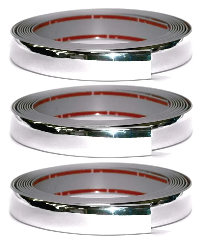 Otoliman 40Mm (1.57Inc) X 15Metre (17Feetx3) Chrome Sticky Car Door Edge Scratch Guard Trim Molding Protector Cover U Shape Air