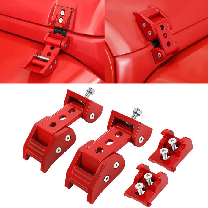 Rt-Tcz For Wrangler Hood Latches Catch Kit Compatible With Jeep Wrangler Jk Jl Gladiator Jt Red Exterior Accessories 2Pcs (3-Hol