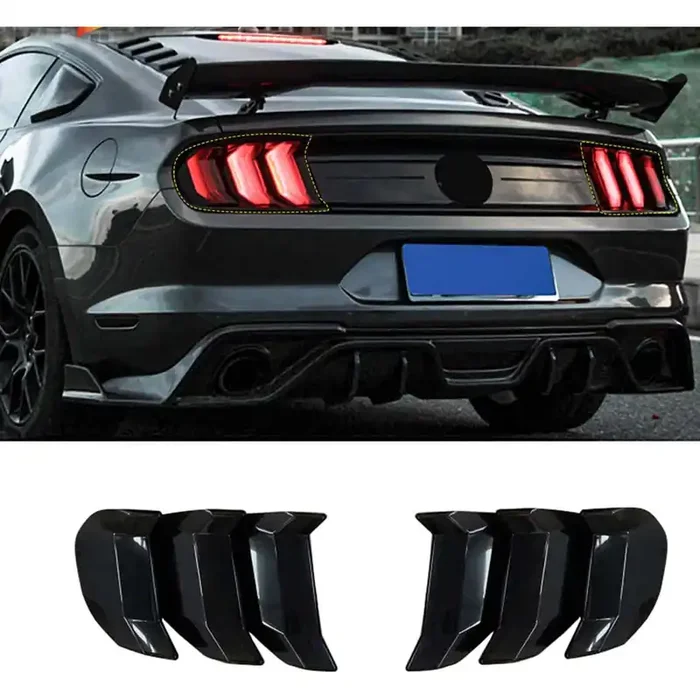 Rt-Tcz Tail Light Lamp Cover Guard Trim Frame Bezels Decoration Accessories Compatible With Ford Mustang 2018-2023(2018+ Smoke B