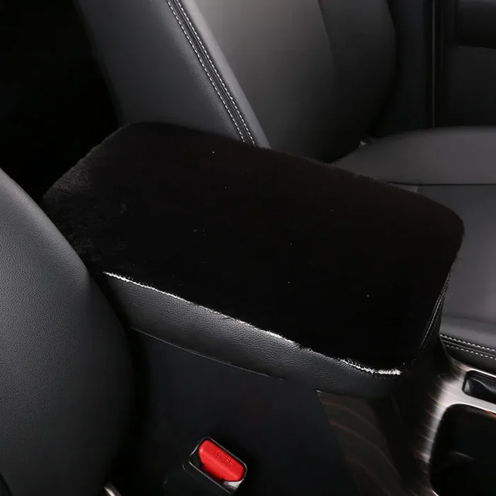 Silence Shopping Fluffy Furry Armrest Cover For Car, Auto Center Console Cover Pad Car Soft Console Pad Wool Fur Armrest Seat Bo