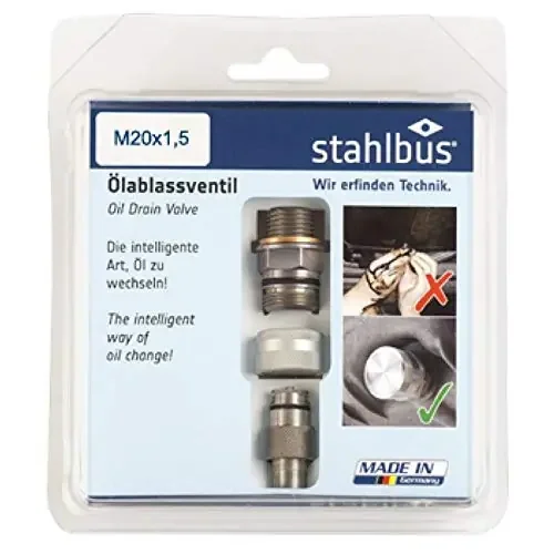 Stahlbus Oil Drain Valve Plug M20X1.5X12Mm Steel – Clean, Easy, No Tool Oil Change – Includes Oil Drain Plug, Washer, Cap, Conne