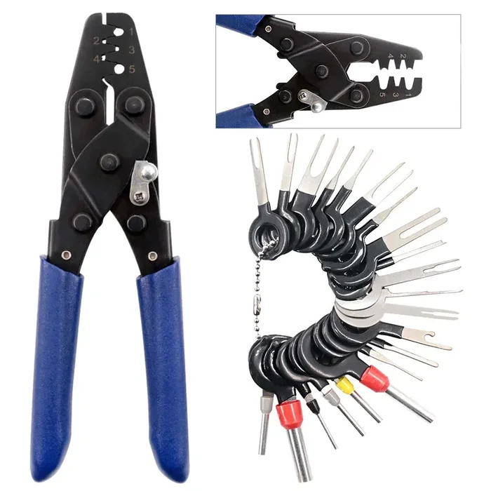 Swpeet 21Pcs Auto Terminals Removal Key Tool With Automotive Weatherpack Terminal Crimp Tool Perfect For Most Terminal Wiring Ha