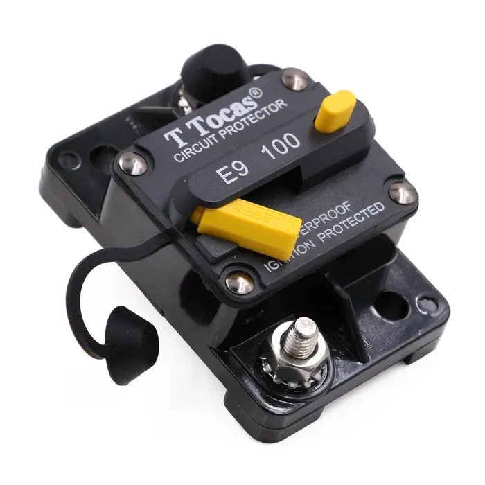 T Tocas 100 Amp Circuit Breaker with Manual Reset for Car Audio Solar System RV Truck, 12V- 48VDC, Waterproof (100A)