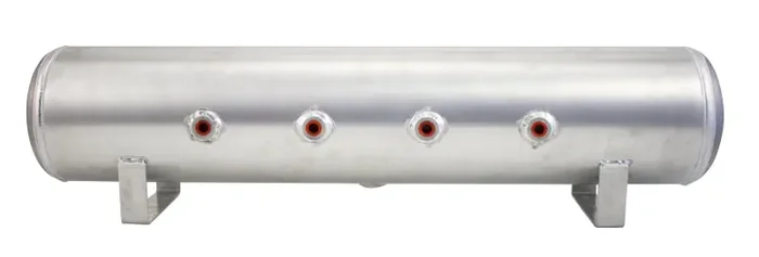 Tanque de alumbre Air Lift de 4 galones – (4) puertos frontales de 1/4 pulg. (2) puertos finales de 3/8 pulg. y drenaje de 1/4 pulg. – 30 pulg. LX 6 pulg. D