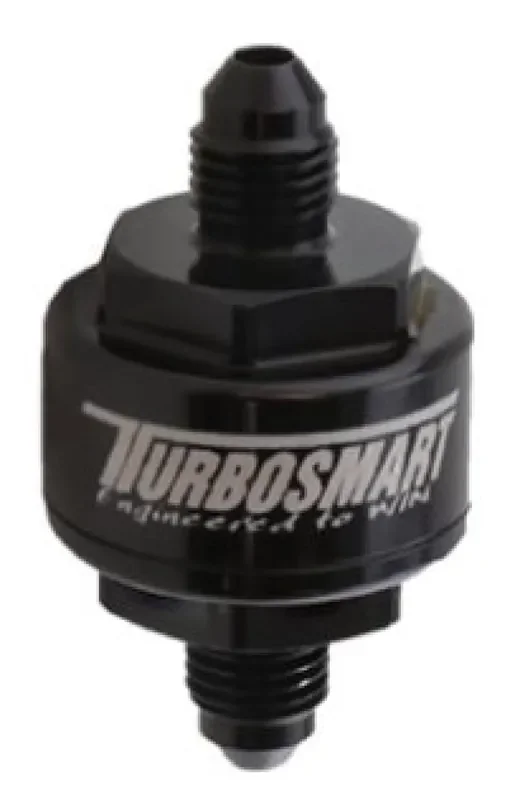 Turbosmart Billet Turbo Filtro de alimentación de aceite con disco plisado de 44 micras AN-3 Entrada macho – Negro
